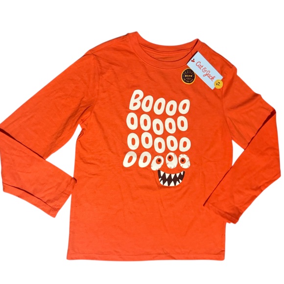 Kids Cat & Jack Orange Glow-in-the-Dark Halloween Shirt Size 8 - Picture 1 of 4